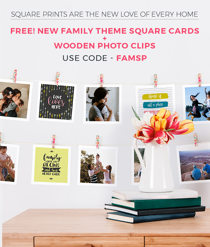 FREE! Square Prints + Wooden Photo Clips