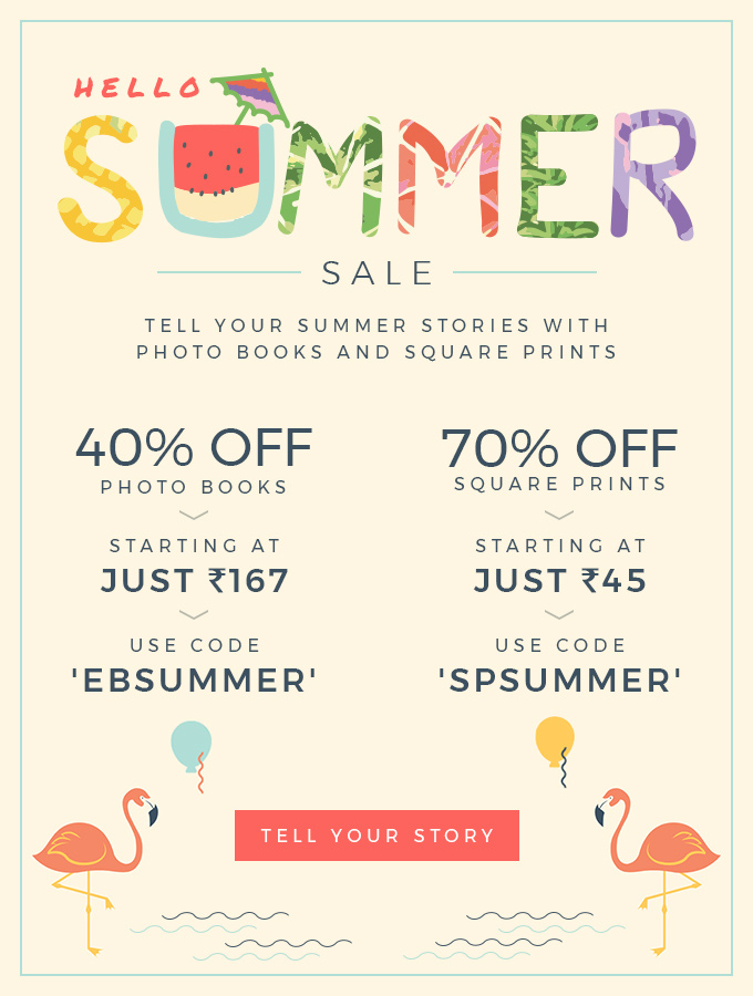 SUMMER SALE. Use code 'SPSUMMER' to get 70% off on Square Prints! Starting at just Rs.45! Use code 'EBSUMMER' to get 40% off on Easy Books! Starting at just Rs.167.